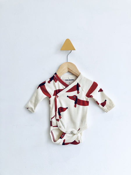 Mini Rodini Wiener Dog Onesie (tiny marking) (0-1M)