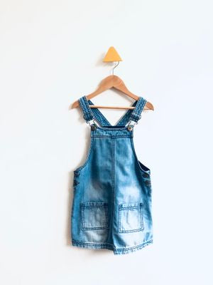 Next UK REALLY LOVED Denim Romper Dress (markings) (4-5Y)