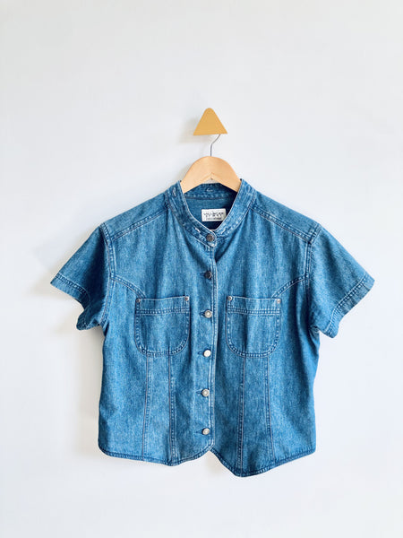 Villager Sport Vintage Short Sleeve Soft Denim Shirt (Adult M)