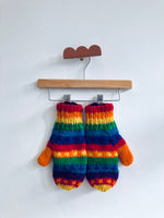 Handmade Fleece Lined Rainbow Mittens (8-12Y (or small adult))